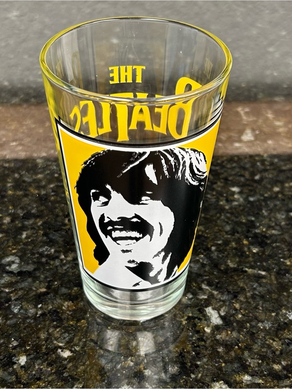 The Beatles George Harrison Drinking Glass – Yellow & Black – 6”